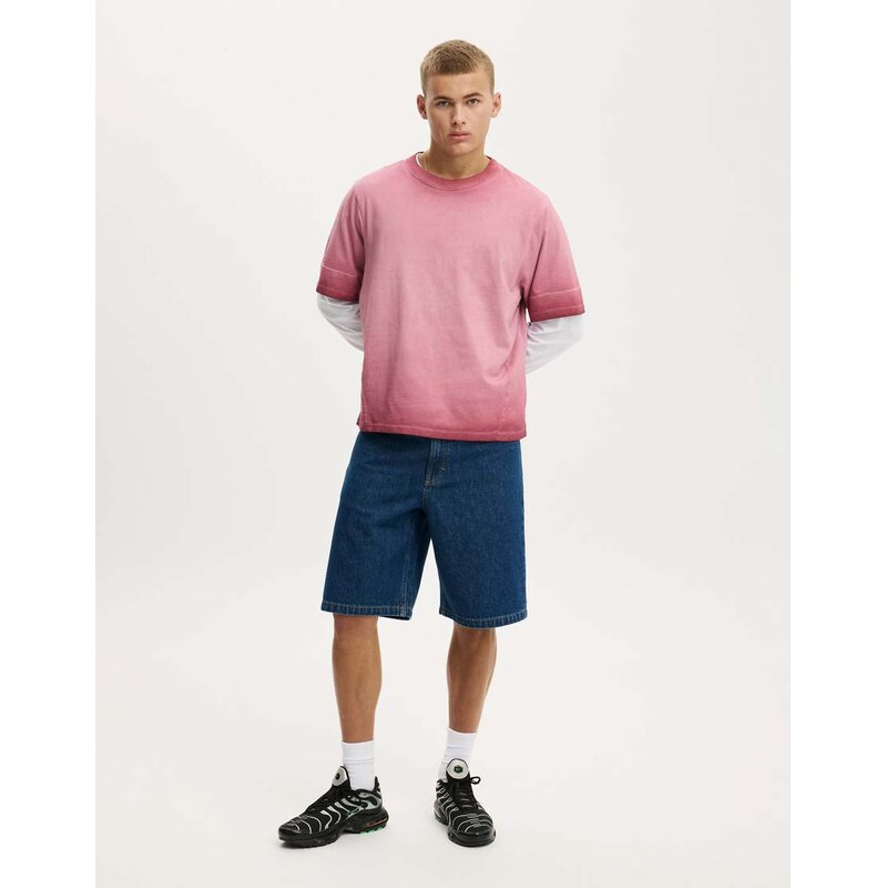 Cotton On baggy denim short in crash blue