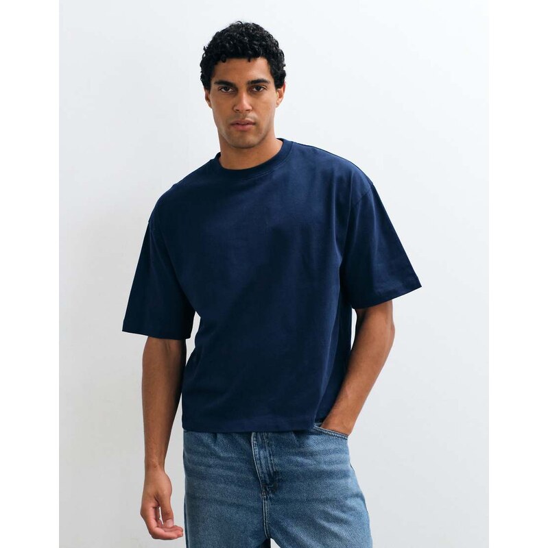 ASOS DESIGN heavyweight boxy oversized t-shirt in navy