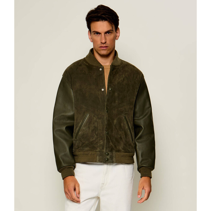 Tommy Hilfiger Bunda bomber Varsity | semiš s přídavkem kůže
