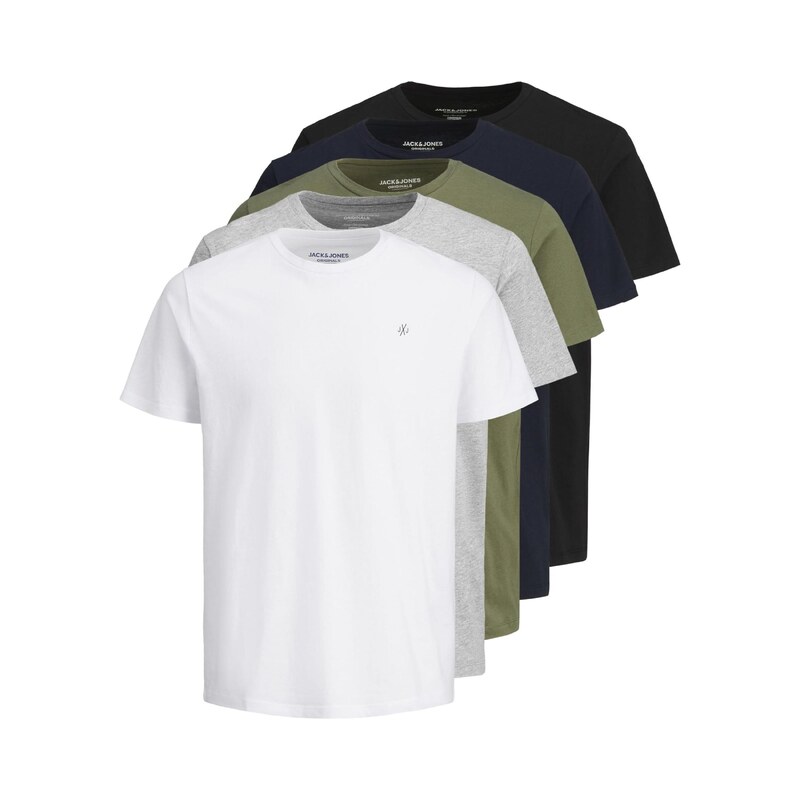JACK & JONES Tričko námořnická modř / šedá / khaki / bílá