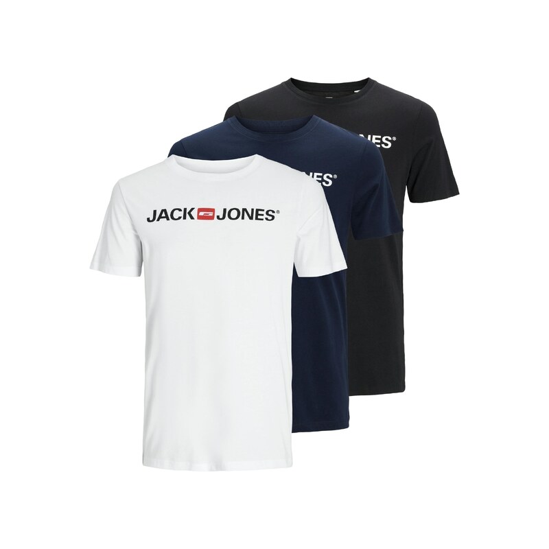 JACK & JONES Tričko marine modrá / červená / černá / bílá