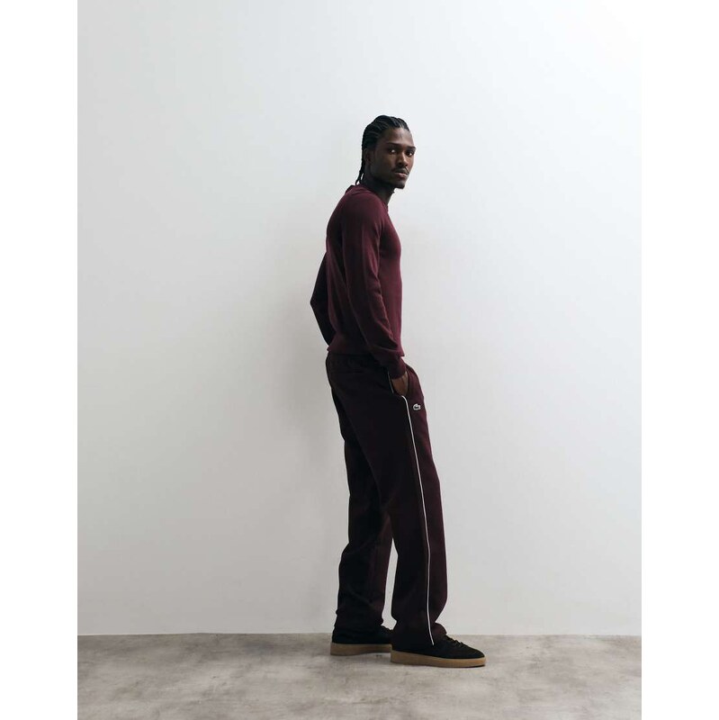 Lacoste tennis heritage piped sweatpants in burgundy-Red