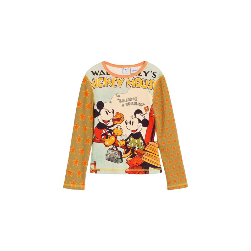Desigual Tričko Mickey Mouse pastelová modrá / kari / oranžová /