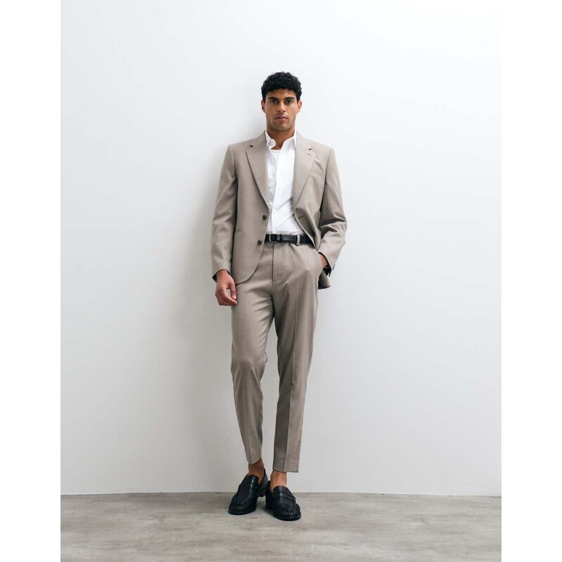 ASOS DESIGN tapered suit trouser in grey microtexture
