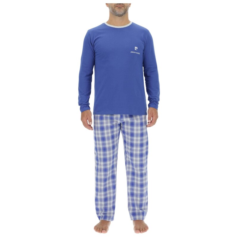 PIERRE CARDIN Pyžamové kalhoty královská modrá / bílá