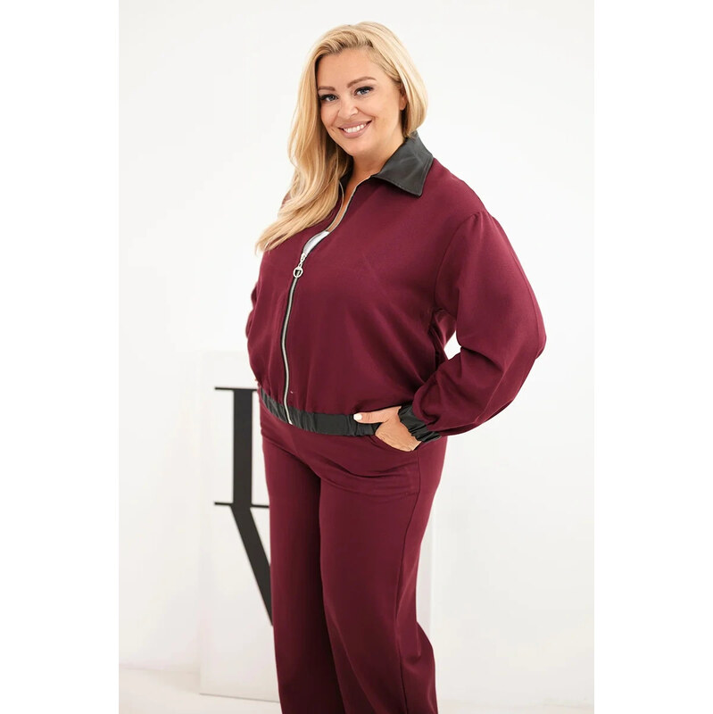K-Fashion Dámská souprava Plus Size s mikinou na zip a širokými