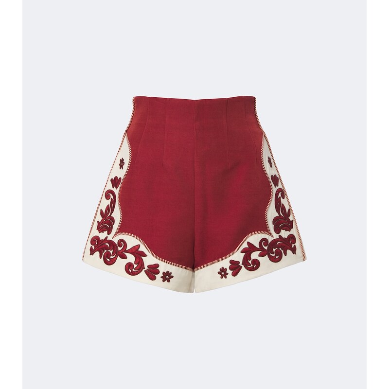 Alémais Duke embroidered wool-blend shorts