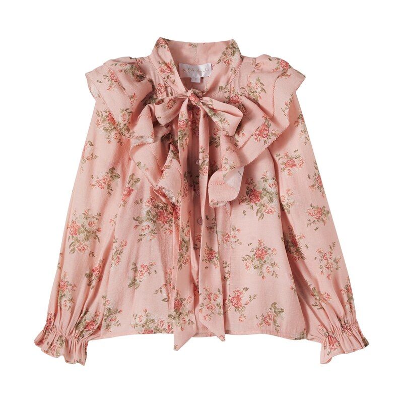 Petite Amalie Floral tie-neck blouse