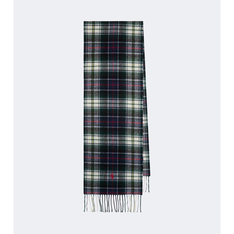 Polo Ralph Lauren Checked fringed wool scarf