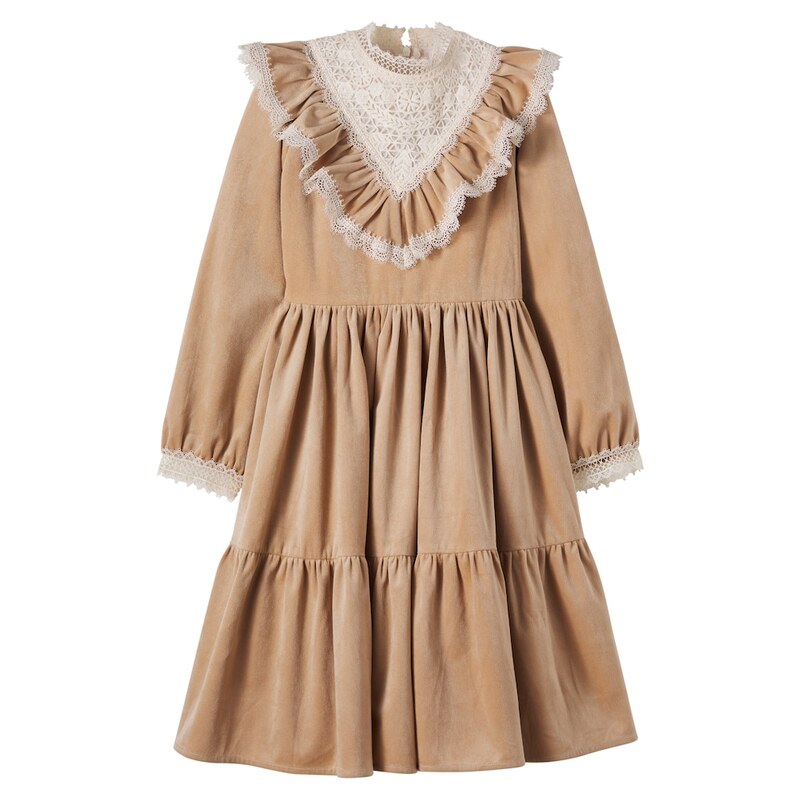 Petite Amalie Lace-trimmed velvet dress