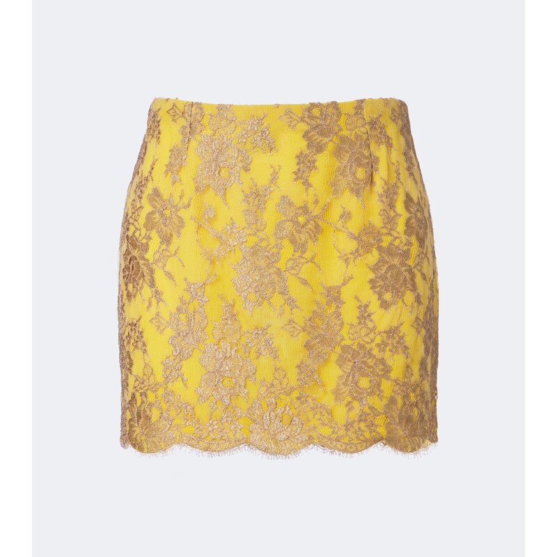 Saint Laurent Floral scalloped lace miniskirt