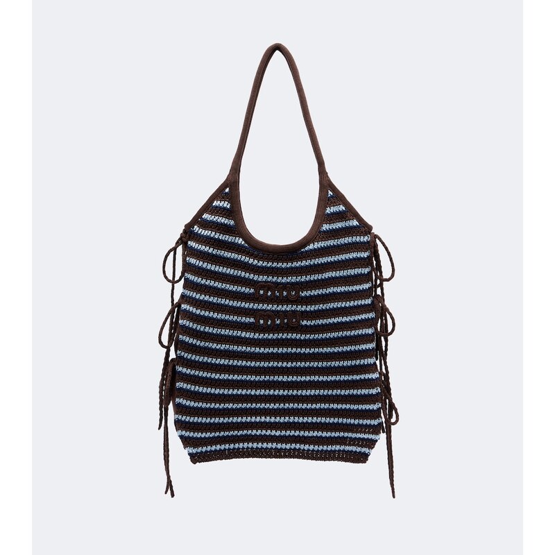 Miu Miu Ivy crochet striped tote bag