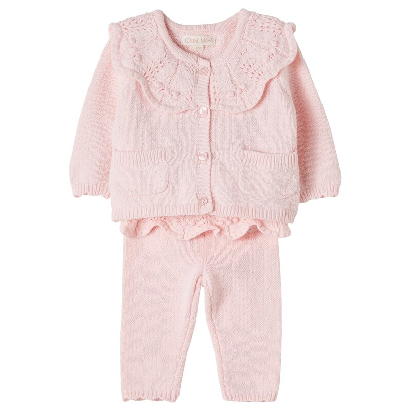 Louise Misha Baby Williane pointelle cotton cardigan and pants