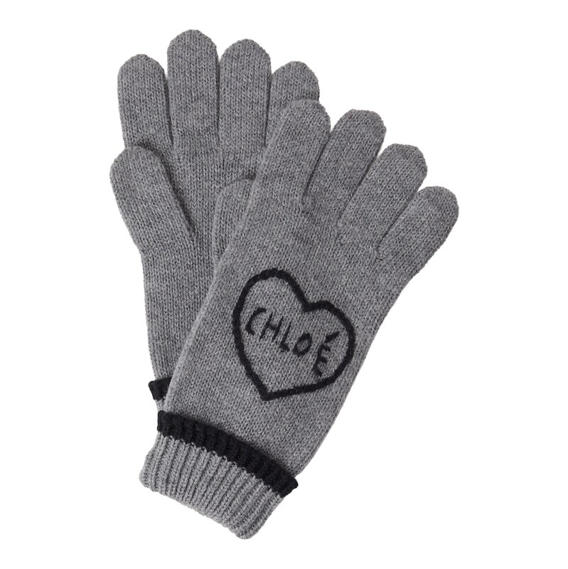 Chloé Kids Logo embroidered cotton and wool gloves