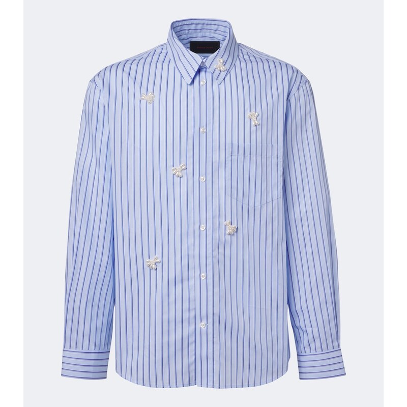 Simone Rocha Embellished striped cotton poplin shirt