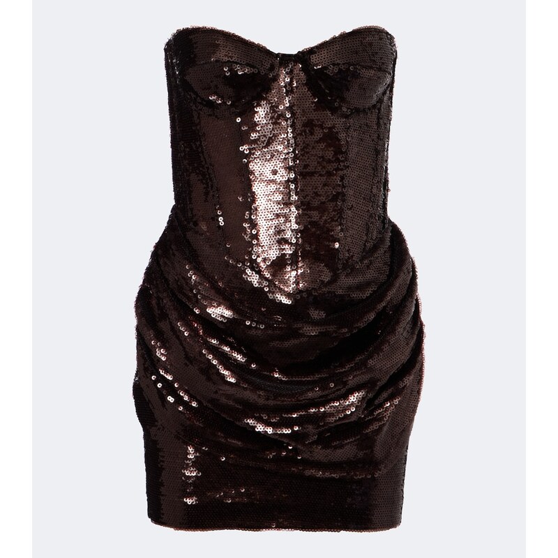The New Arrivals Ilkyaz Ozel Sequined draped corset dress