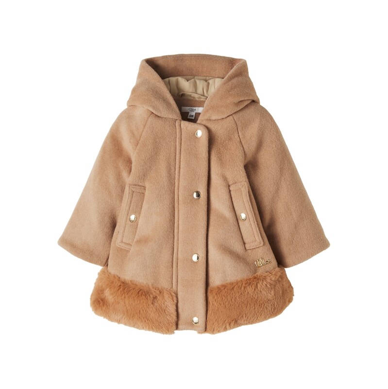 Chloé Kids Baby hooded wool-blend coat