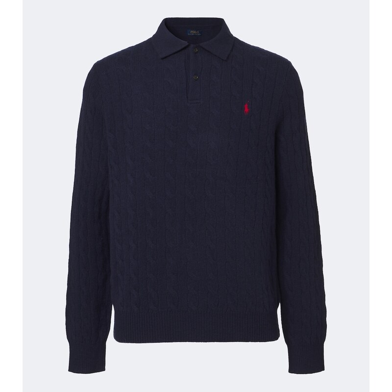 Polo Ralph Lauren Cable-knit wool and cashmere polo sweater