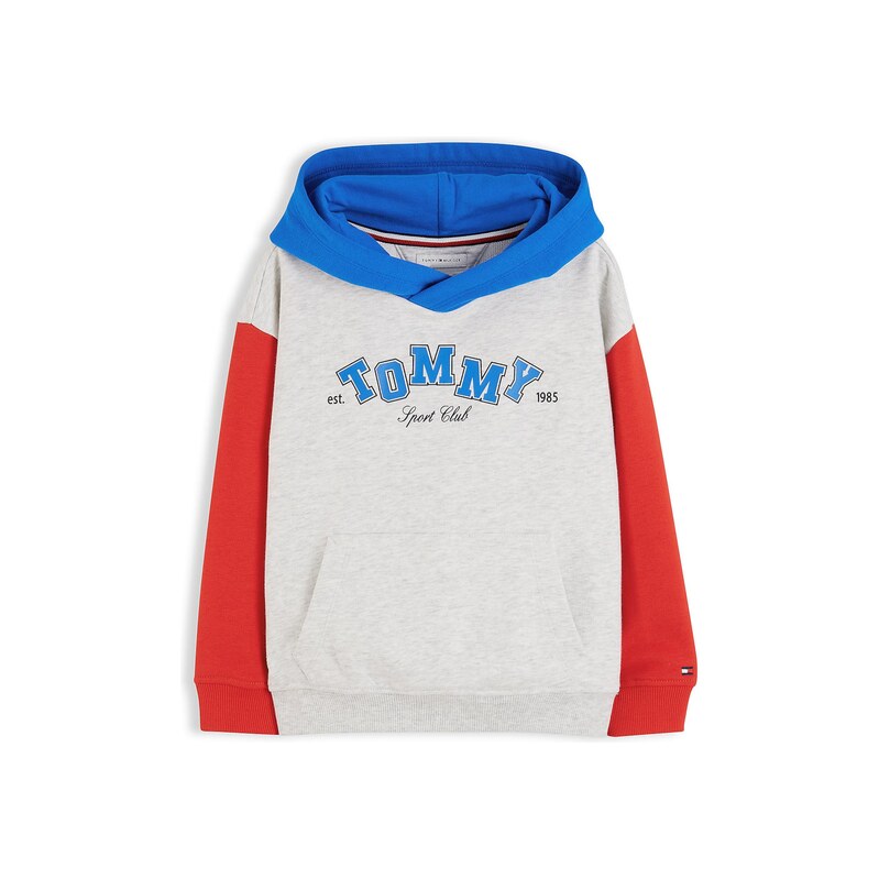 TOMMY HILFIGER Mikina modrá / světle šedá / červená