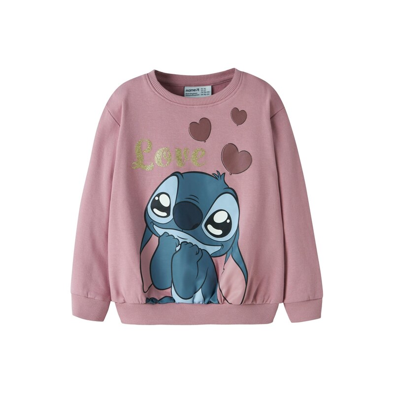 NAME IT Mikina NMFANSA STITCH azurová modrá / zlatá / bledě