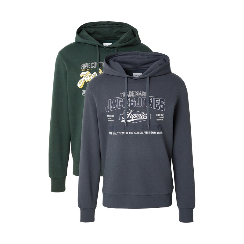 JACK & JONES Mikina JJELOGO žlutá / tmavě šedá / tmavě zelená /