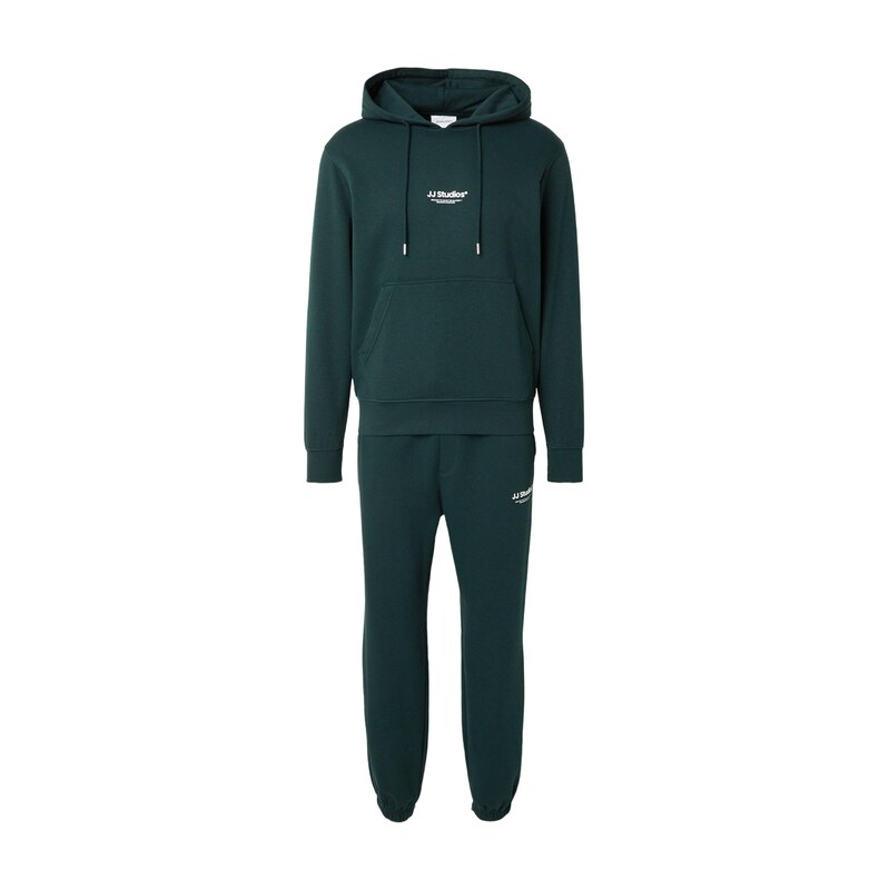 JACK & JONES Mikina JJESOHO tmavě zelená / bílá