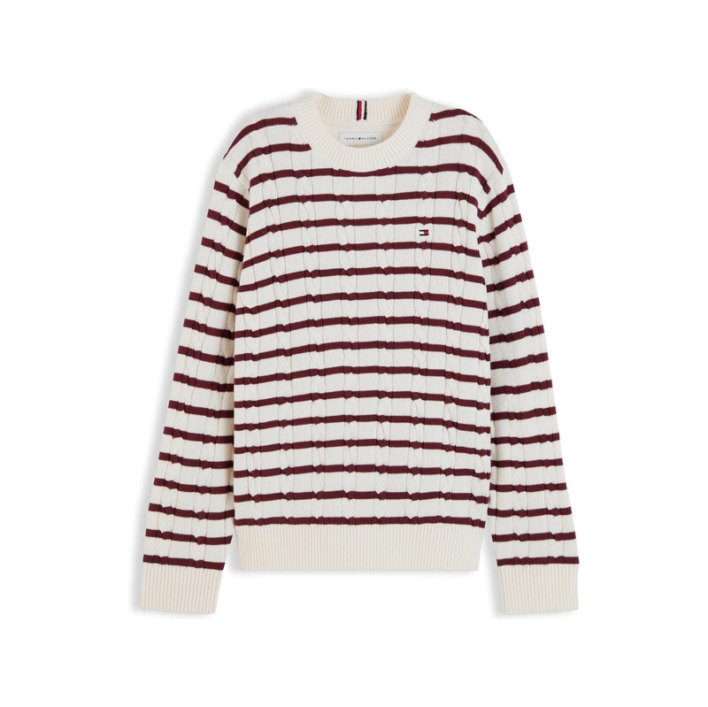 TOMMY HILFIGER Svetr Essential bordó / bílá