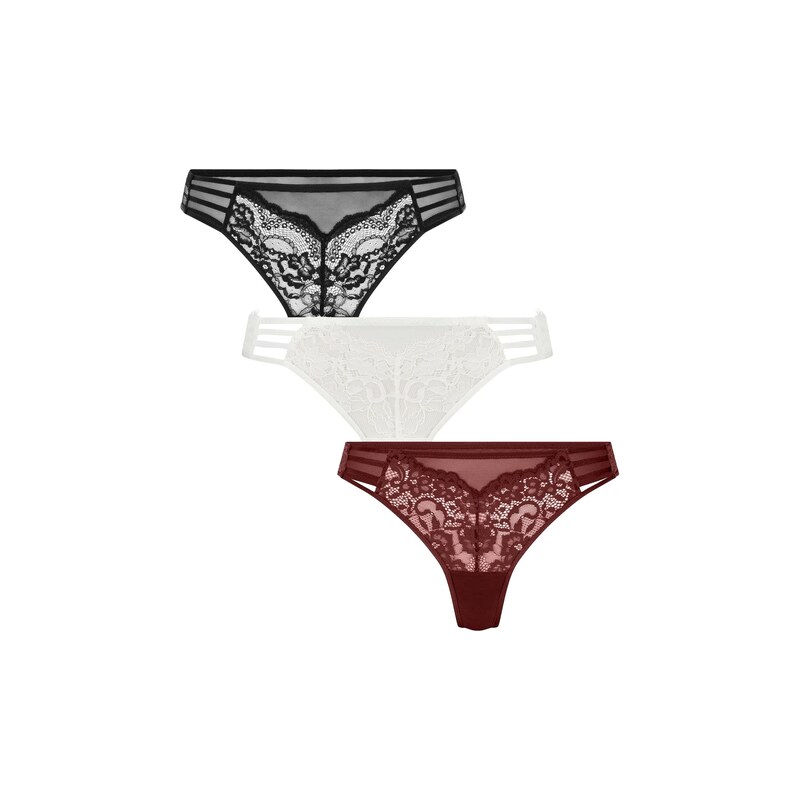 Hunkemöller Tanga Briar magenta / černá / bílá