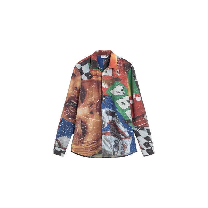 Desigual Košile tmavě modrá / hnědá / světle šedá / rezavě