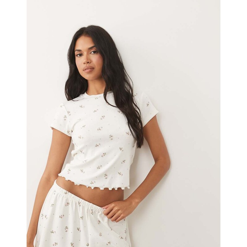 ASOS DESIGN mix & match pointelle pyjama baby tee in pink