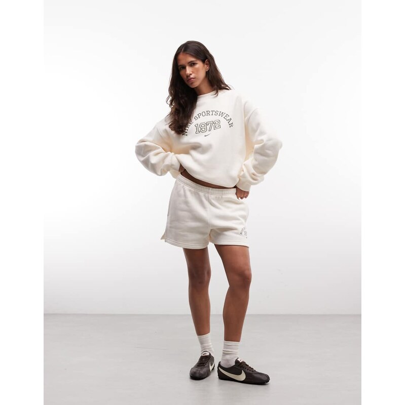 Nike Studio Fleece varsity shorts in cream-Neutral