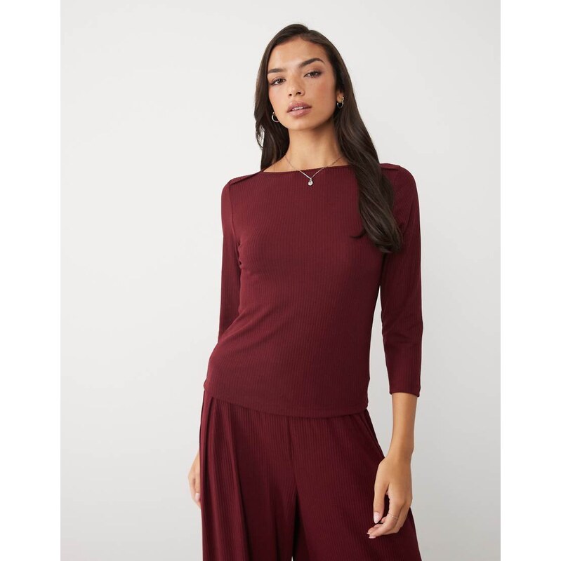ASOS DESIGN lounge ribbed mix & match 3/4 length pyjama boatneck