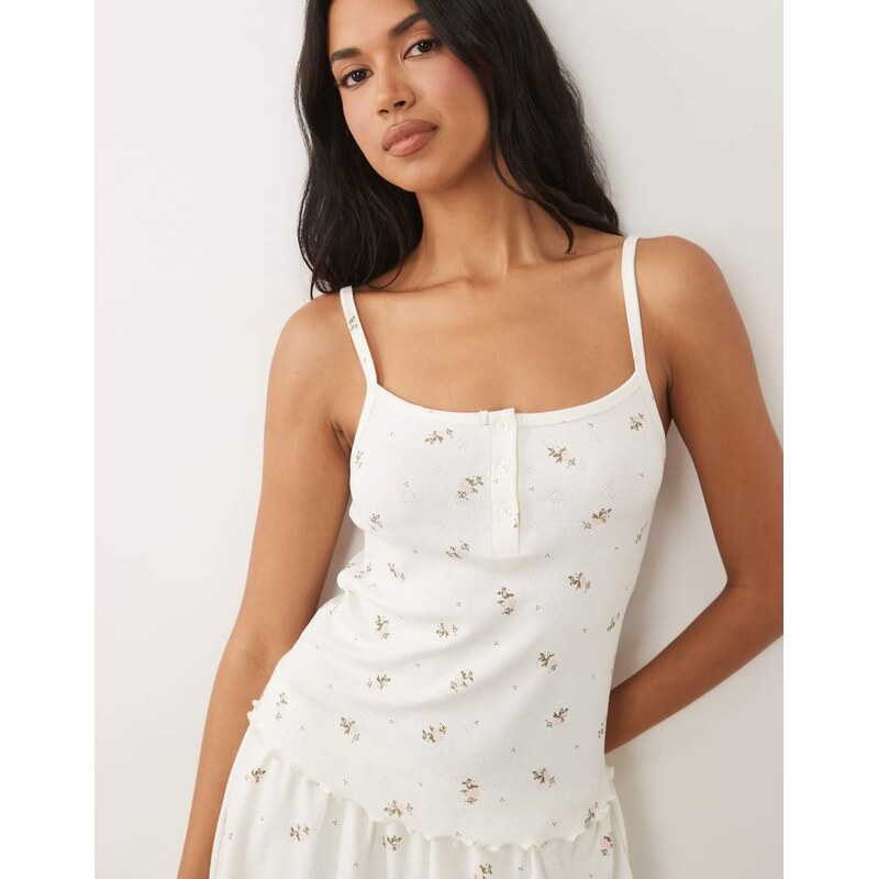 ASOS DESIGN mix & match pointelle pyjama cami in pink rosebud