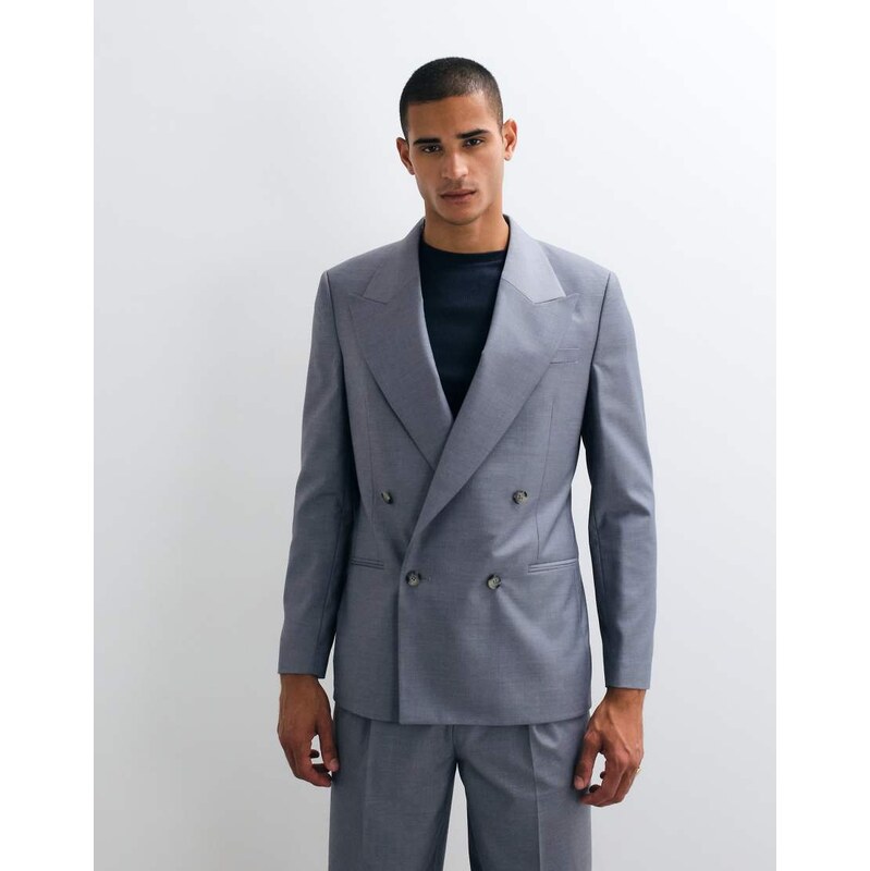 ASOS DESIGN double breasted regular suit jacket in blue