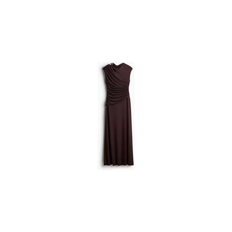 H&M - Řasené šatys průstřihem - Dark Brown