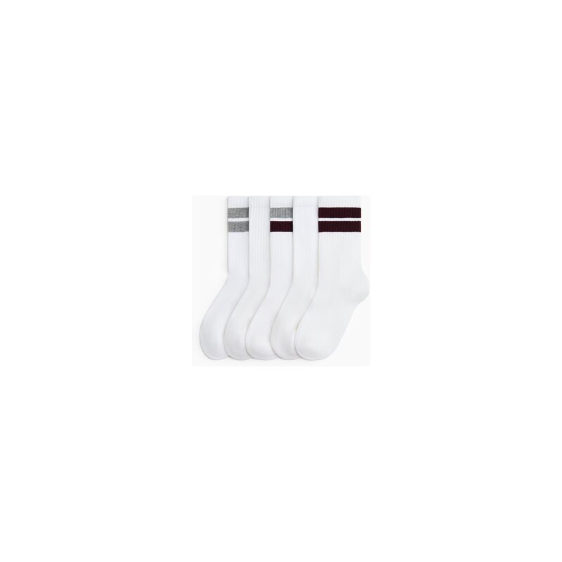 H&M - Žebrované ponožky 5 párů - White/Striped