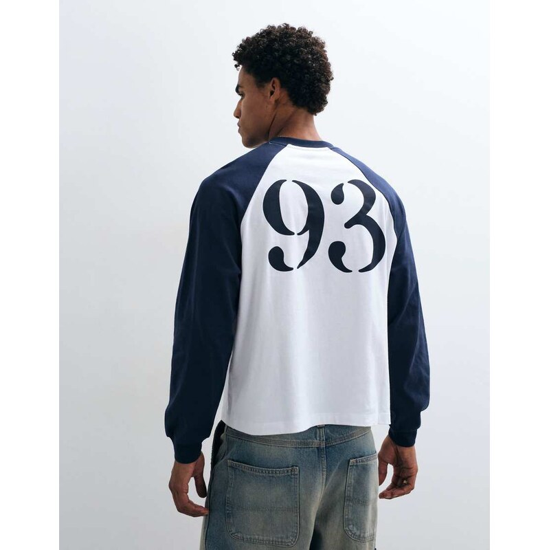 ASOS DESIGN boxy oversized raglan t-shirt with 93 graphic in