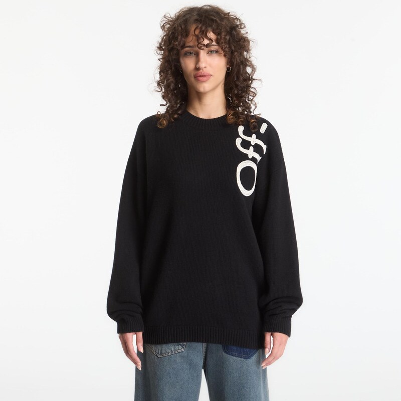 Svetr Off-White Vertical Bookish Knit Crewneck UNISEX Black L