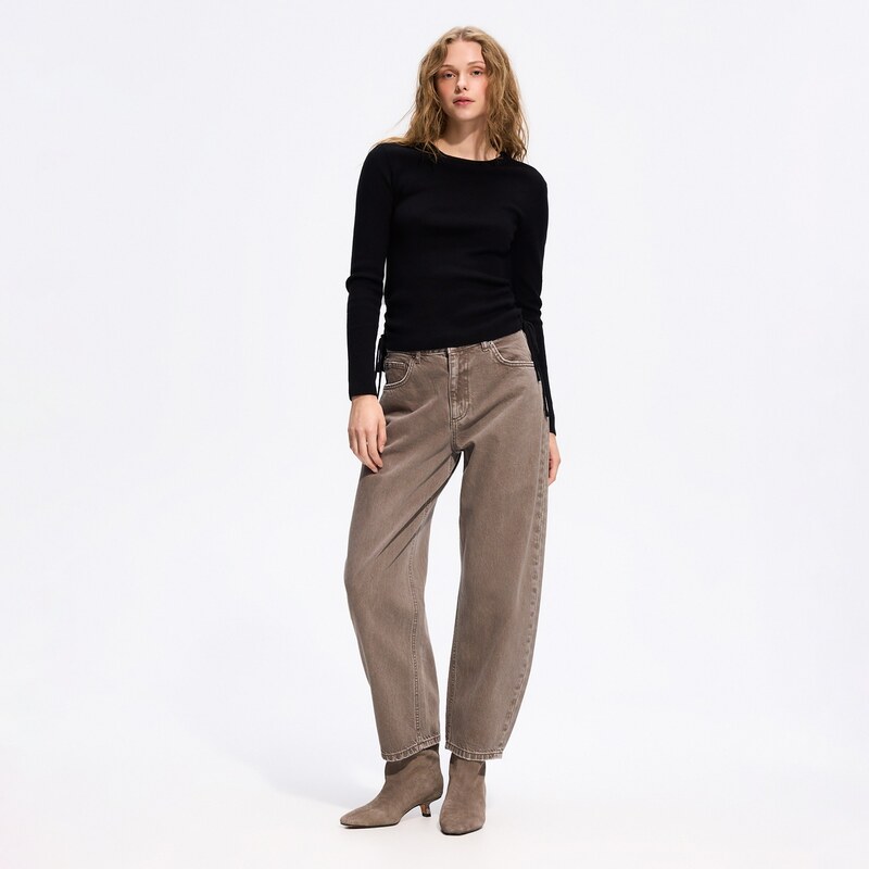 Reserved - LADIES` JEANS TROUSERS - kávová