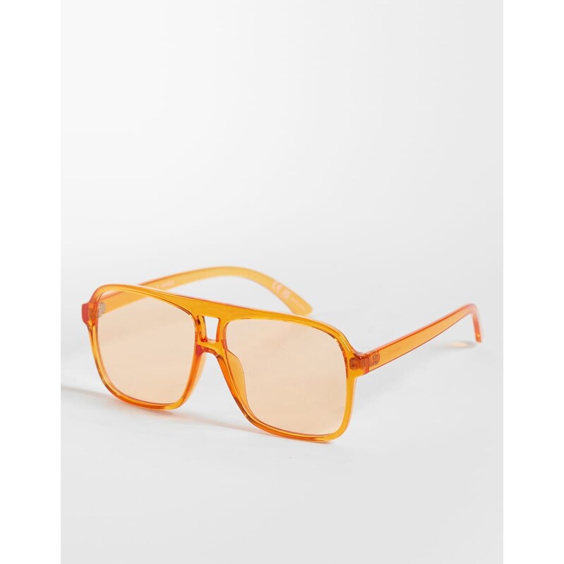 Monki oversized 70s square sunglasses with yellow lense in