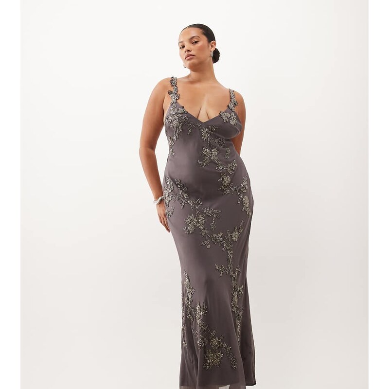 ASOS Curve ASOS DESIGN Curve floral embellished cami maxi dress