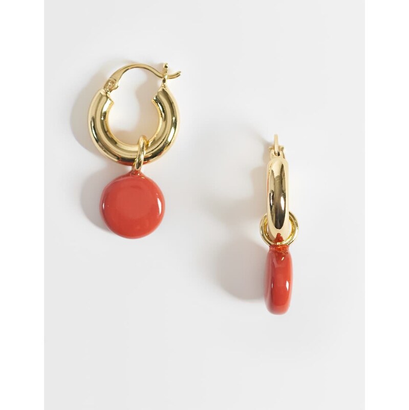 & Other Stories hoop with droplet in gold & burnt orange