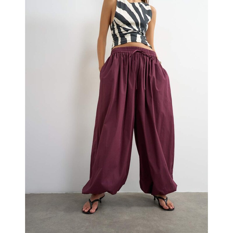 Topshop extreme balloon trouser in fig-Red