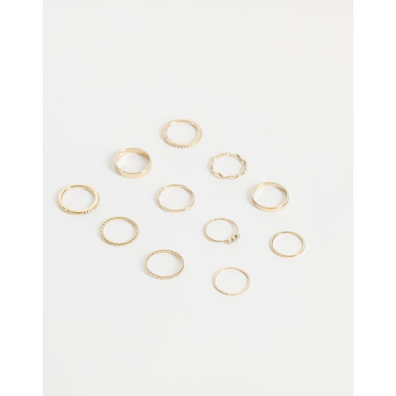 ASOS DESIGN multi-pack of everyday stacking rings in gold tone