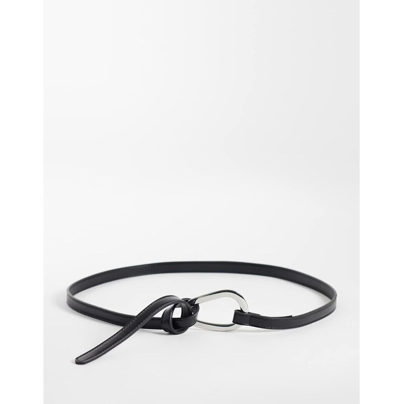 Mango slim belt with statement buckle in black