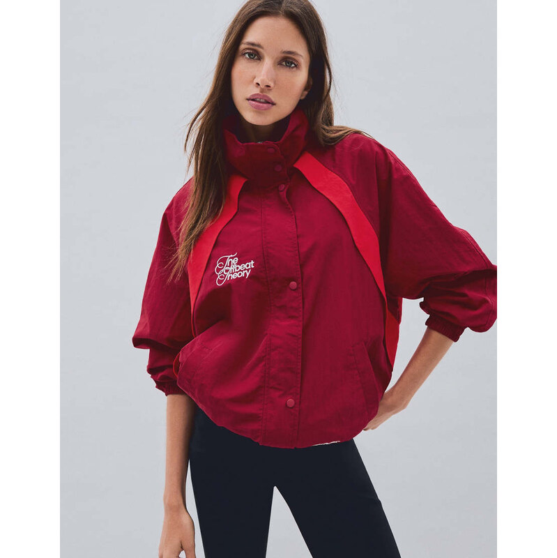 Bershka Embroidered lightweight jacket in black