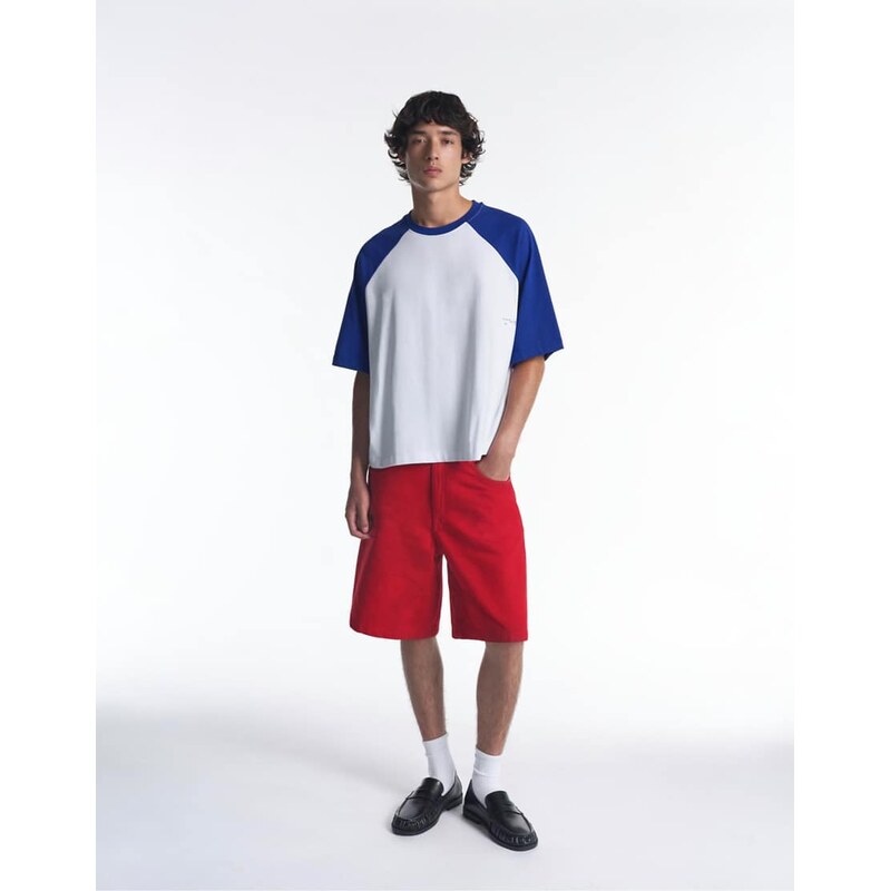 Pull&Bear Stwd raglan sleeve t-shirt in deep blue