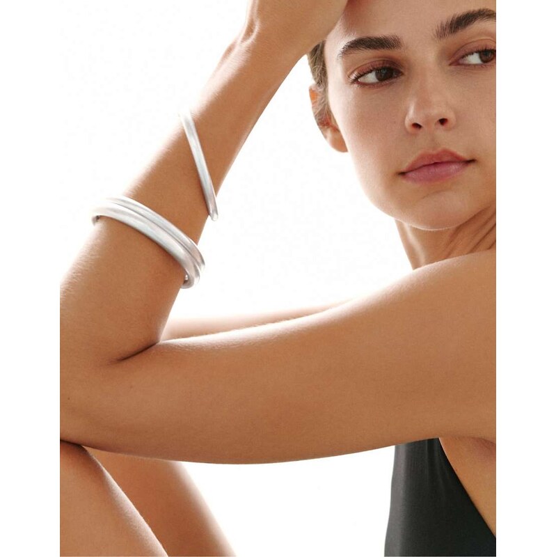 Pull&Bear Pack of 3 rigid bracelets in silver