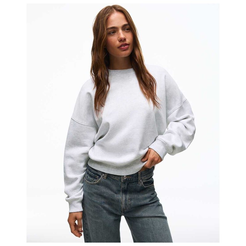 Bershka Round neck sweatshirt in light grey
