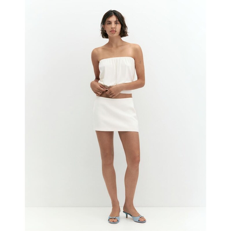 Pull&Bear Satin mini skirt in beige-Neutral